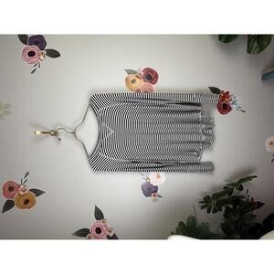 Evereve Oversized Black and White Stripe Jersey Long Sleeve Tee - Size - Small
